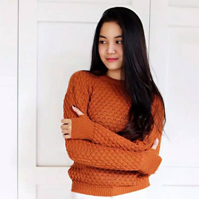 Sweater / ROUNDHAND POPCORN / Atasan Rajut Salur / Outwear / Sweater Rajut
