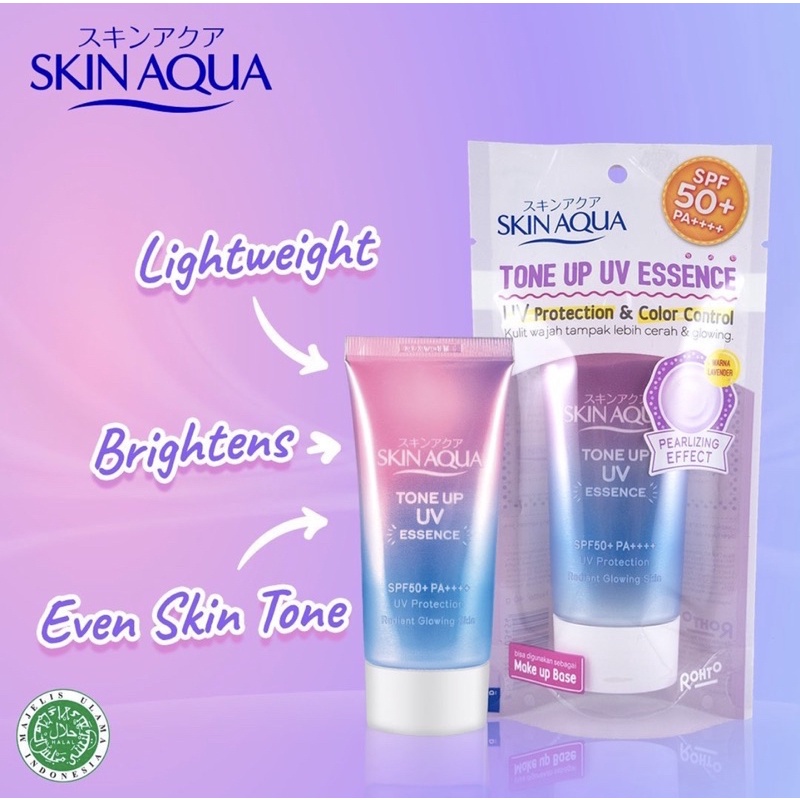 SKIN AQUA - Sunscreen Tone Up UV Essence SPF 50+ PA+++ Sunscreen anti kusam, Sunscreen Anti Lengket