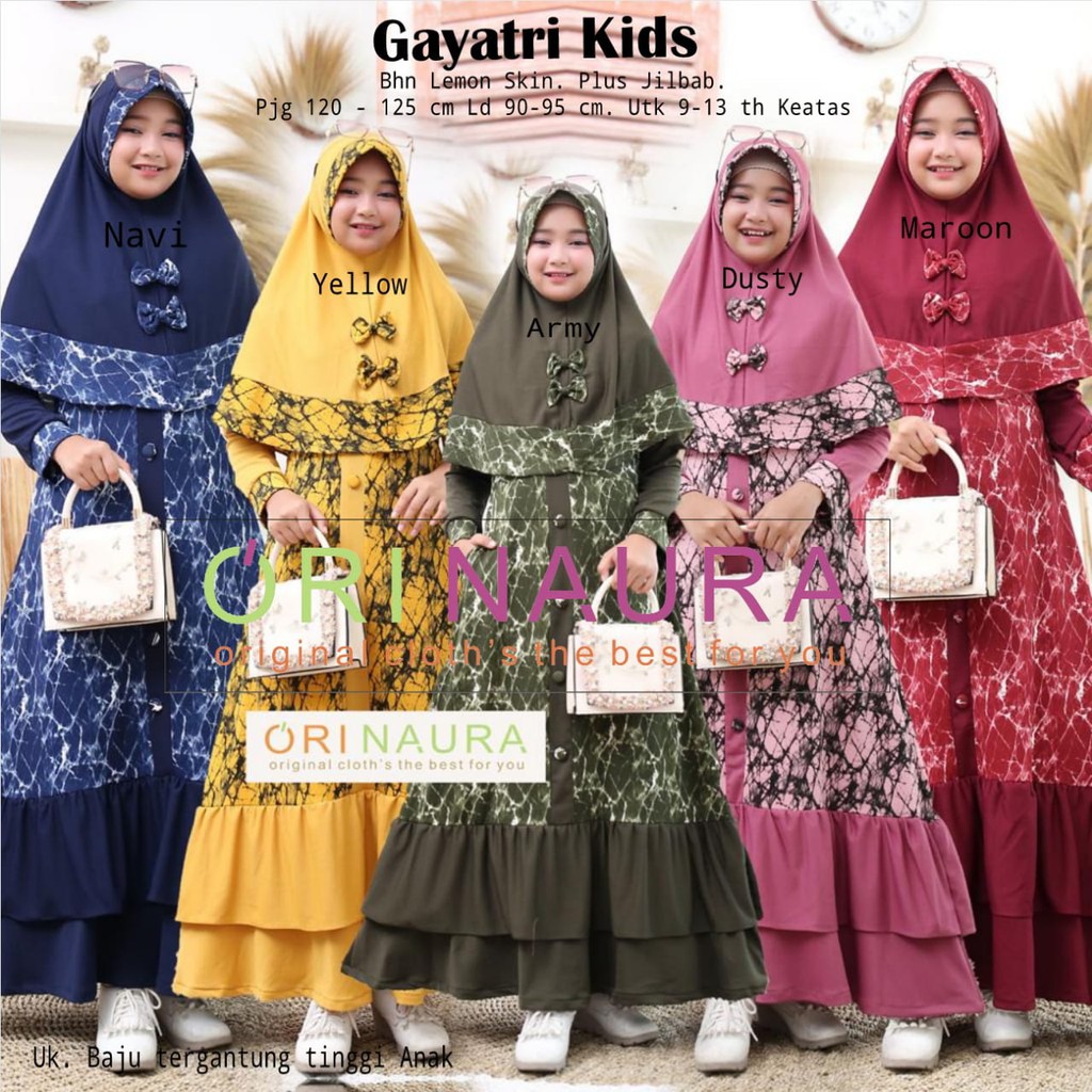TERMURAH Gayatri Kids Gamis Dress Ori Naura