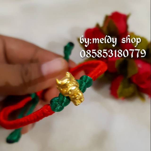 PROMO gelang tali cina merah shio babi imitasi emas hongkong HK IMPORT PREMIUM