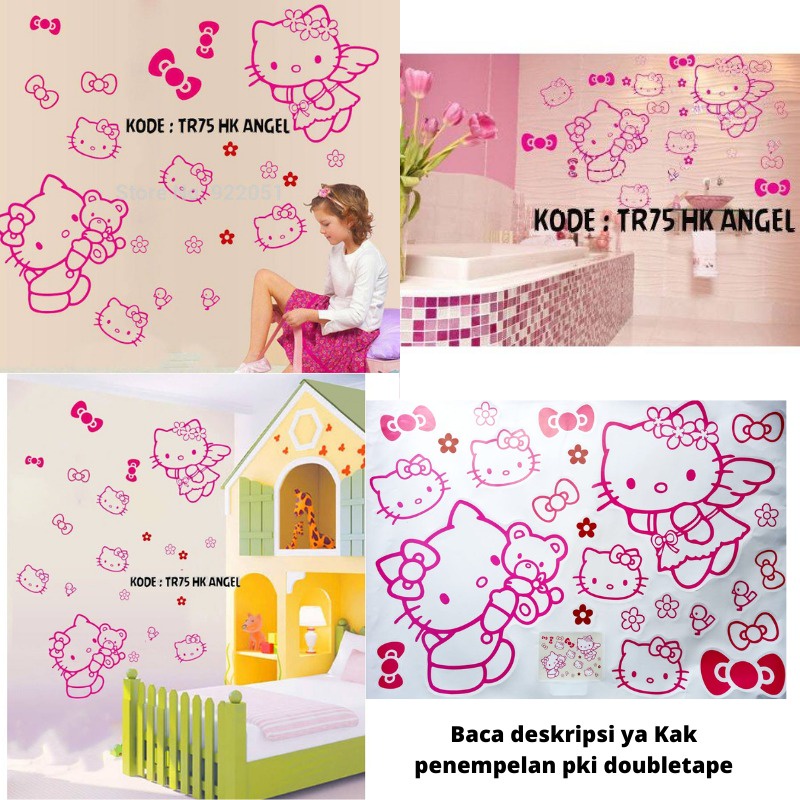 GD STIKER STICKER WALL SETIKER DINDING HELLO KITTY HK ANGEL WALLSTICKER WALLSTIKER DEKORASI TEMBOK HELO KITY PINK DECOR RUANG KAMAR TIDUR ANAK ANAK CEWEK PEREMPUAN KARTUN LUCU KEKINIAN WALLPAPER WALPAPER WELPEPER PAPER WALSTICKER HELLO K