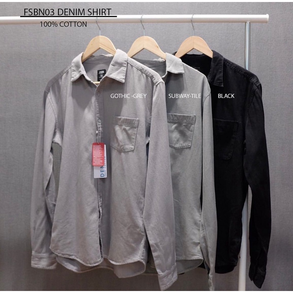 Kemeja Branded Pria - FSBN 03 DENIM SHIRT