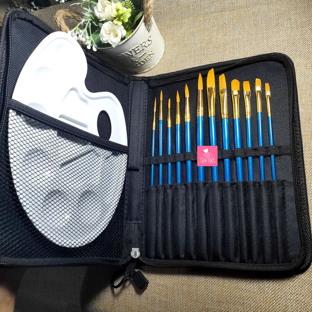 

Joyko Kuas 12 Pcs + Palette + Travel Bag / Art Brush Set BRS-7 Set Alat Lukis Cat BRS7