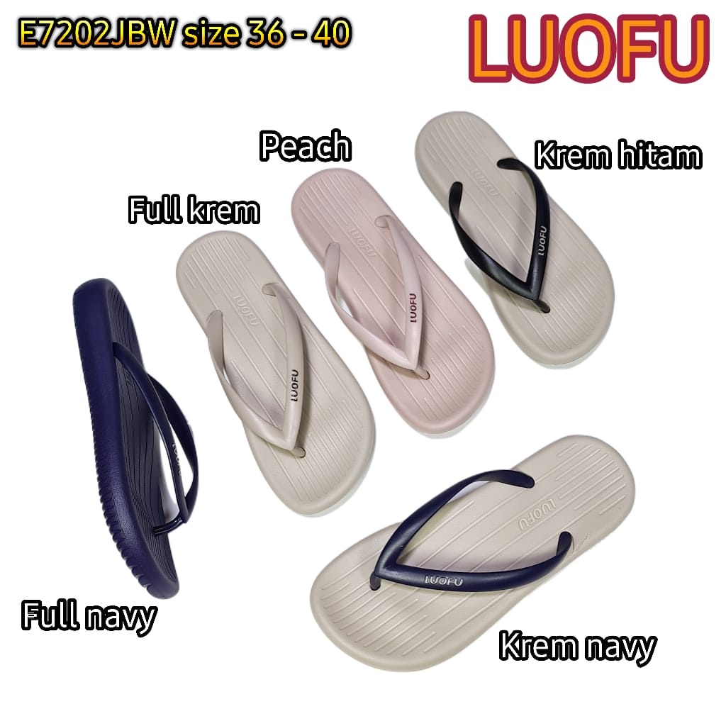 LUOFU ORIGINAL Jelly sandal karet empuk murah wanita jepit sendal import cewek E7202JBW