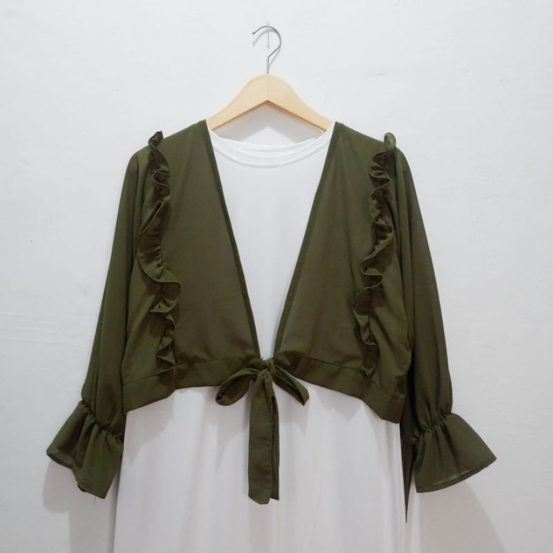 OUTER SET FASHION TERBARU / INNER DRESS MUSLIM / PAKAIAN WANITA-Inner white + army