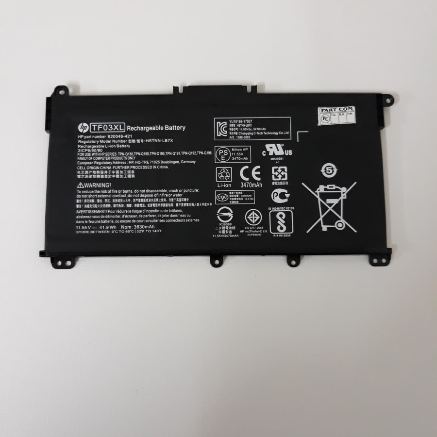 Original Baterai Laptop Hp Pavilion X360 14-CD 14-BF011TX 14-BK TPN-Q196 TF03XL