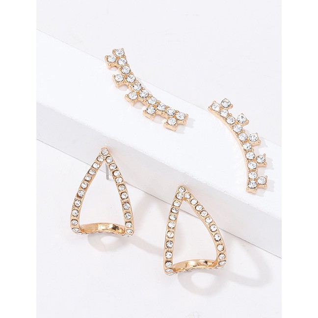 LRC Anting Tusuk Fashion Gold Geometric Diamond Earrings F61360