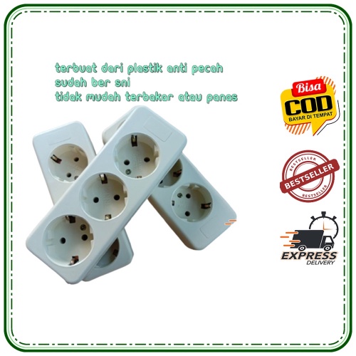 Erke Stop Kontak 3 Lubang Arde SK-123L / Stop Kontak Tanpa Kabel Colokan 3 Lubang Murah Berkualitas 