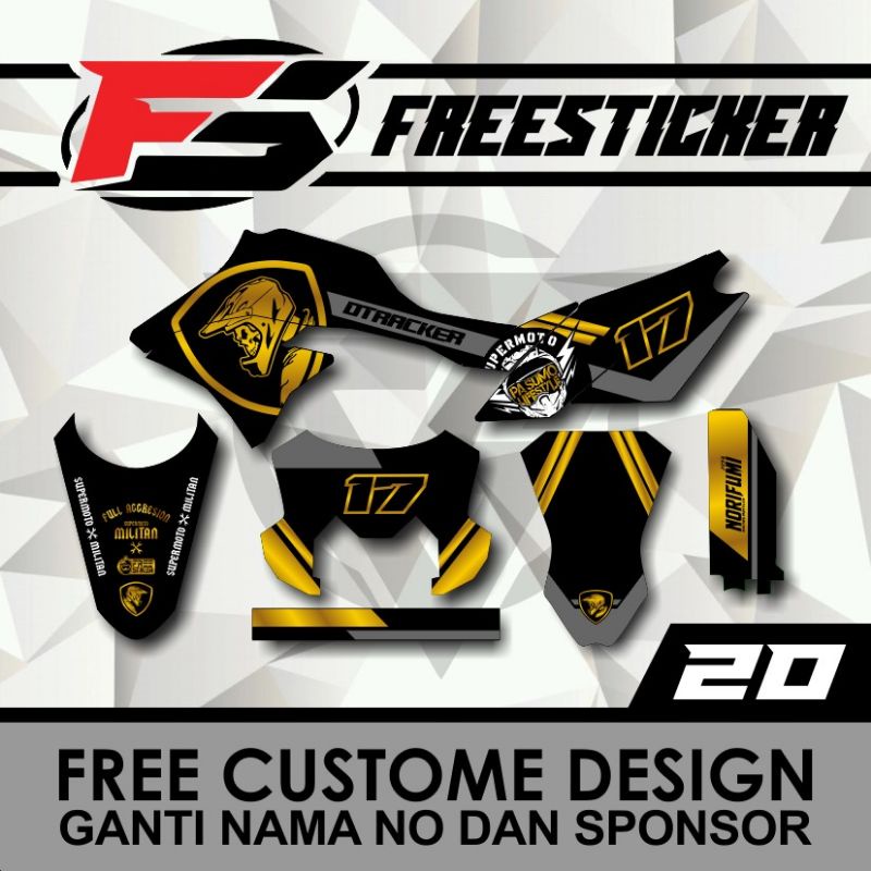 DECAL STICKER DTRACKER NEW SUPERMOTO GOLD EMAS