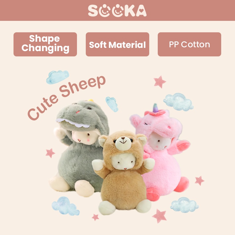 SOOKA Soft Plush Toy Doll-Boneka Anak Domba Sheep Bahan PP Cotton Hadiah untuk Anak Perempuan 20 CM SK-GDG1031