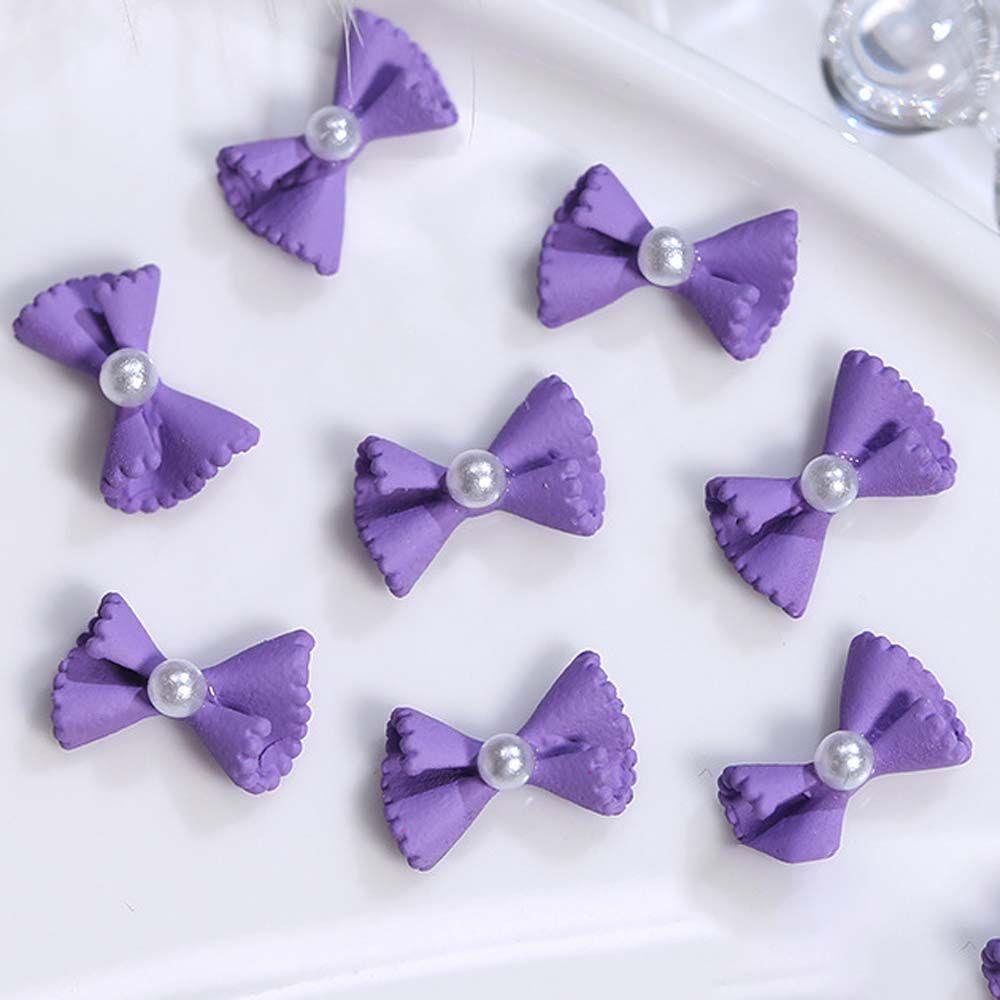 Mxbeauty Hiasan Nail Art 2pcs Warna Silver Candy Color Bownot Rhinstone Pearl Bow Busur Kuku Charms