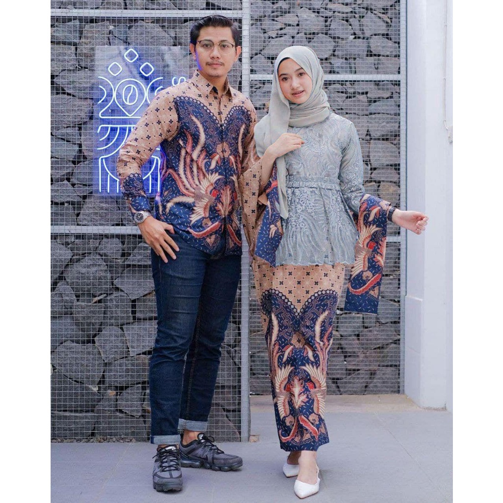 Baju Batik Couple Kebaya Wanita Kondangan Pesta - Kebaya Fashion Wanita - Kebaya Fashion Pria Modern - Seragam Bridesmaid Pernikahan Tunangan - Batik Couple Keluarga - Pekalongan - Kebaya Impian