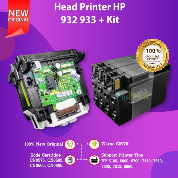 Head Printer 932 933 + Tinta Cartridge Starter Kit New Original 6100