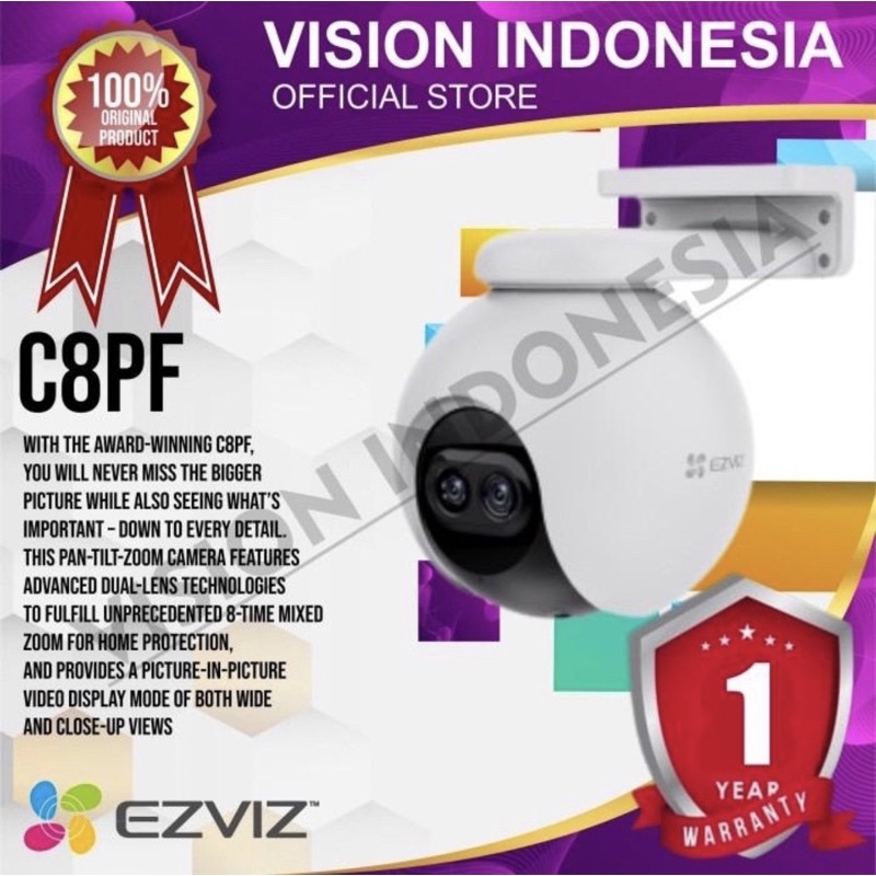 EZVIZ C8PF 1080P Dual-Lens AI Pan &amp; TIlt Zoom Outdoor Wi-Fi Camera EZVIZ C8PF DUAL LENS 4X ZOOM OPTICAL PAN &amp; TILT ZOOM OUTDOOR