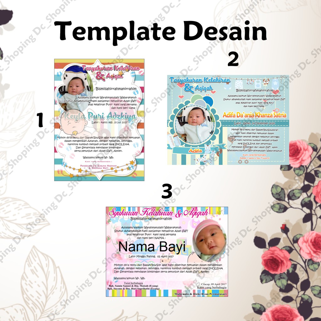 Kartu Ucapan Aqiqah Bayi/Kartu ucapan aqiqah/undangan aqiqah