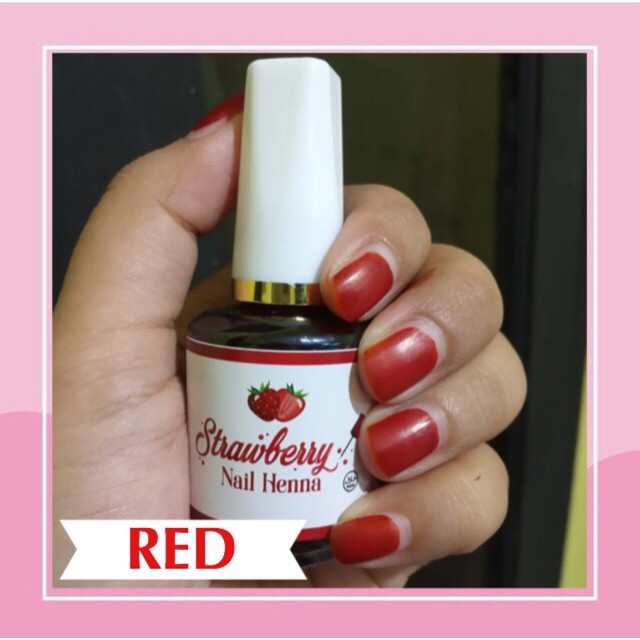 [ RED ] Kutek HENNA | Kutek Halal Wudhu Friendly Sah Sholat | Strawberry Nail Henna NHS