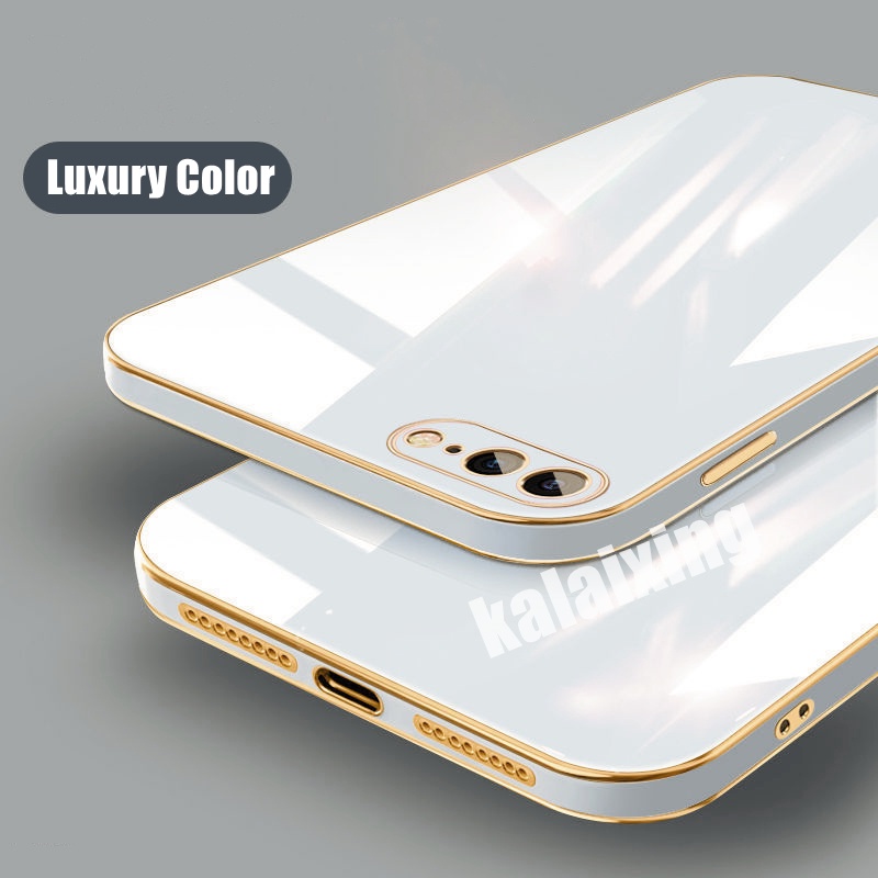 Casing Softcase iPhone 7Plus 8 + 6 6s + 7 + 8 + 11 11Pro 11promax Mewah Aksen Garis Emas