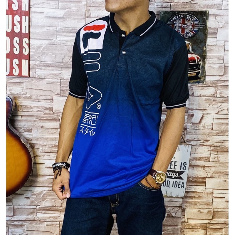 kaos krah wangki polo gradasi warna