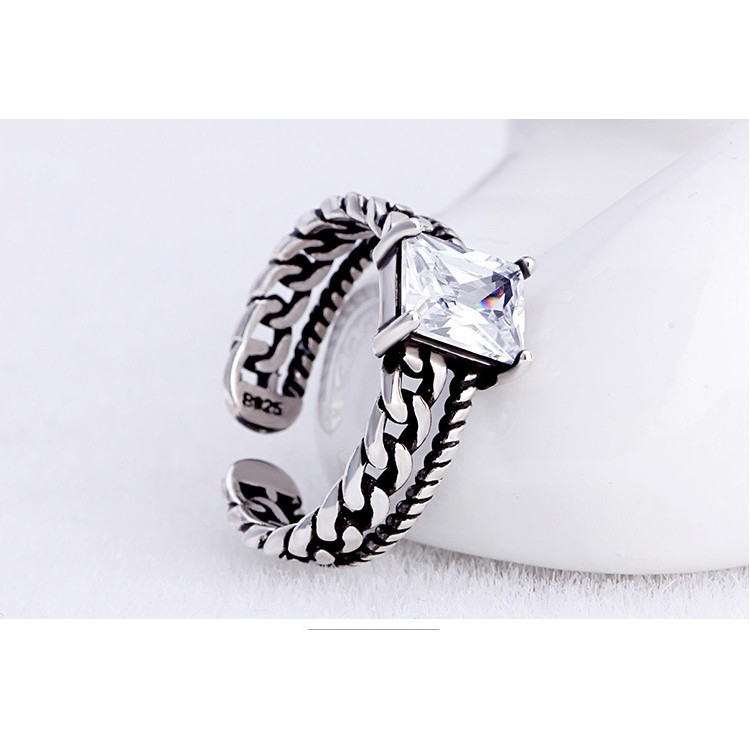 Cincin Sterling Silver 925 Model Rantai Lilit Gaya Vintage Thailand Adjustable Untuk Wanita