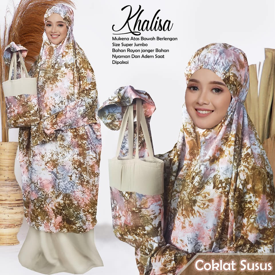 Mukena Bali Tunik berlengan Super jumbo Smoke dan motif