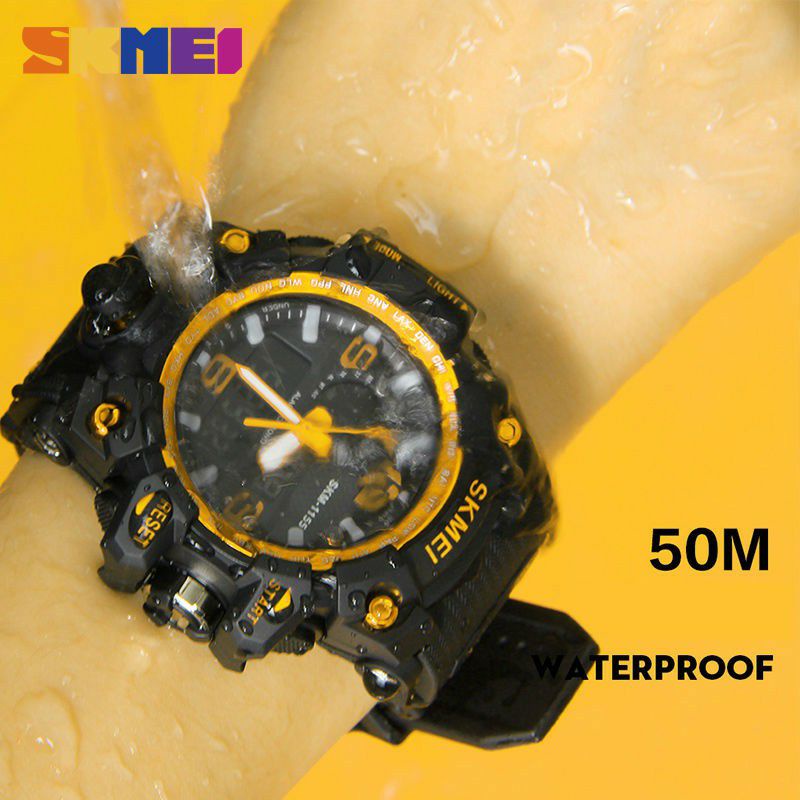 JAM TANGAN ANTI AIR SKMEI 1155 TERLARIS DUALTIME ANALOG FASHION