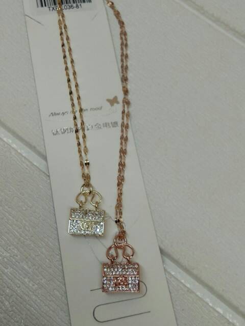 Kalung titanium microdiamond / kalung asli titanium guc-ci microdiamond / kalung liontin titanium