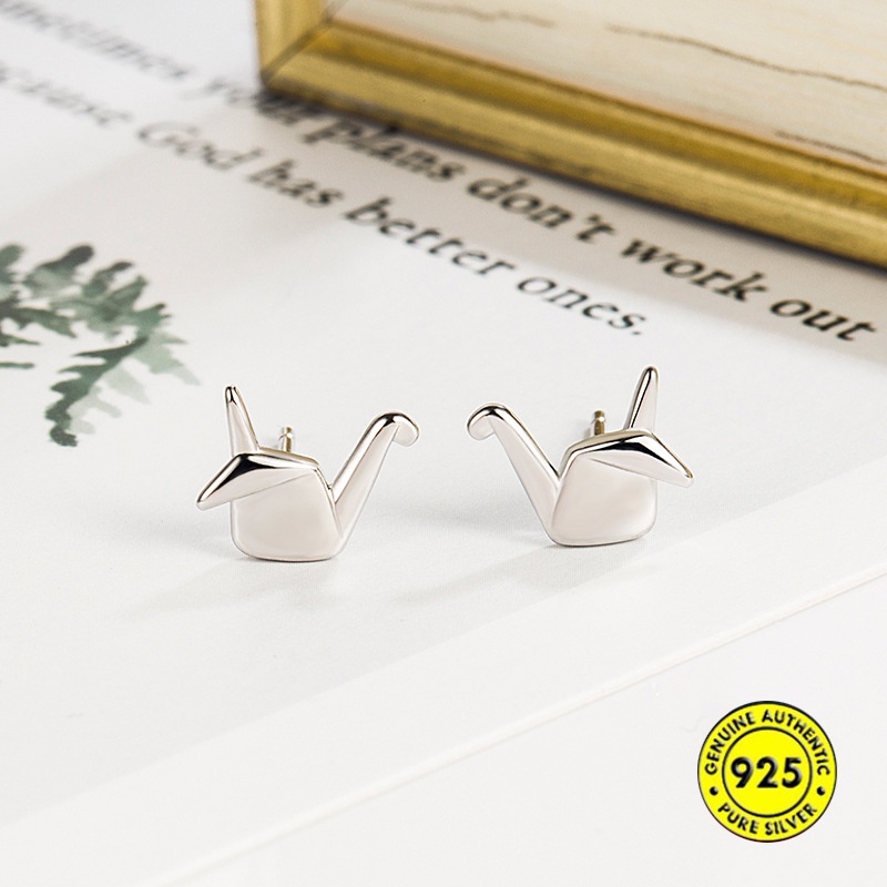 Anting Stud S925 Sterling Silver Bentuk Bangau Kertas Tidur Untuk Wanita