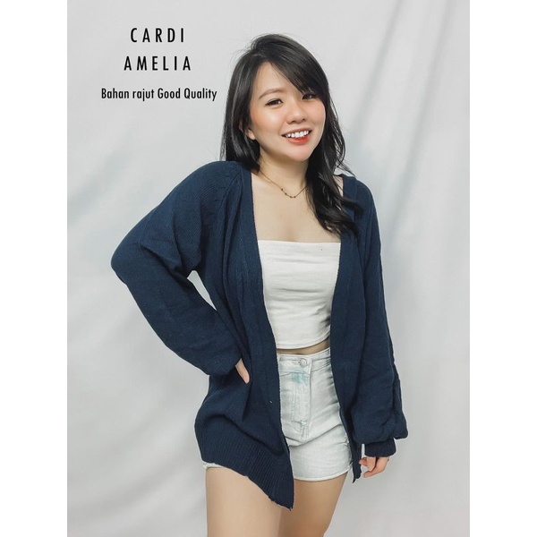 MDLV ~ Cardi Amelia Rajut Cardigan Rajut Lengan Panjang Outer Basic Best Seller Fashion Wanita