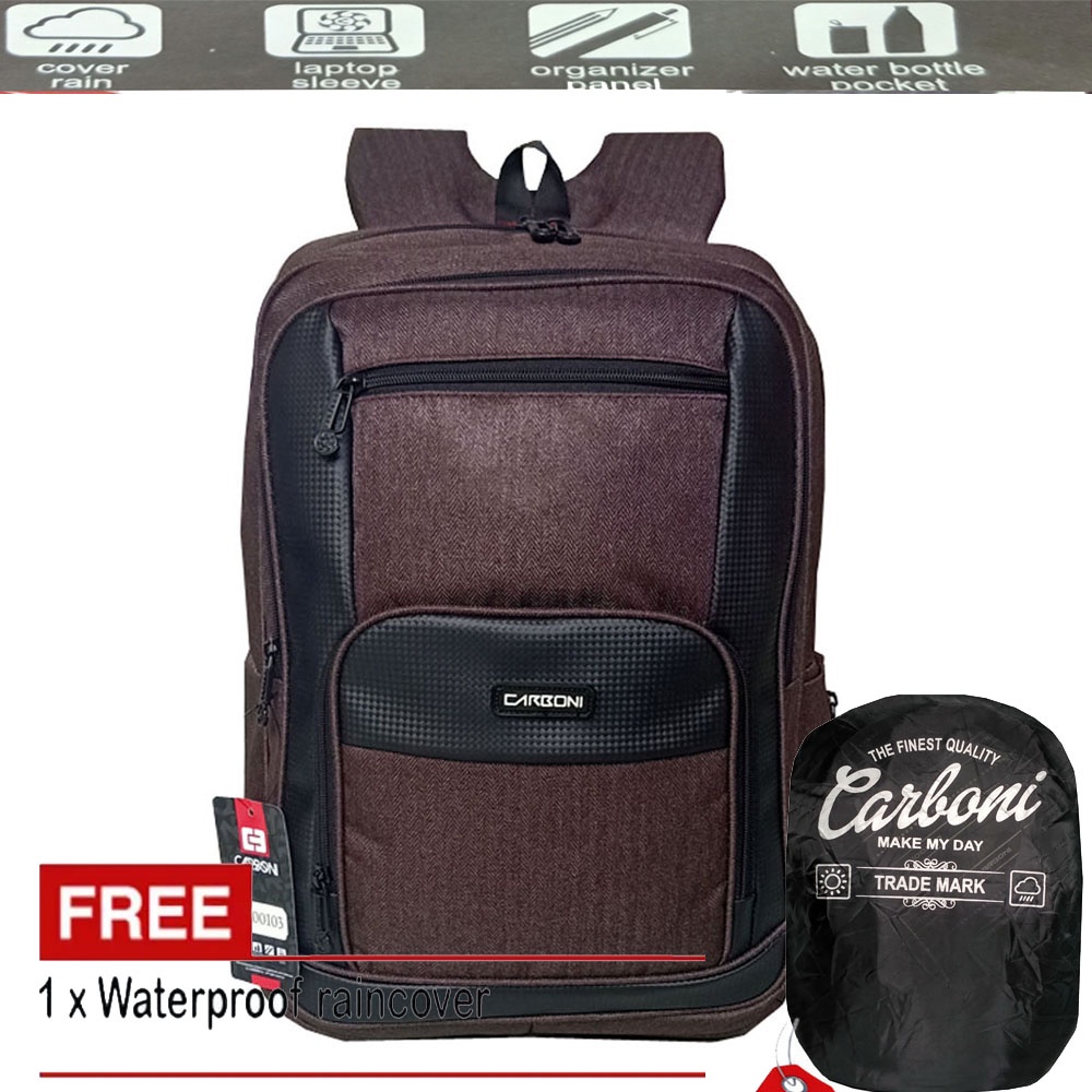 Backpack Carboni Make My Day Tas Ransel Original AA OOO3 Coffe Tas Sekolah SD/ SMP Urban Style Casual pria wanita + FRE Raincofer