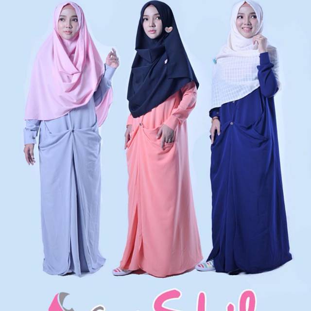 ORI hijab shila abu/gamis kaftan/gamis busui PL..