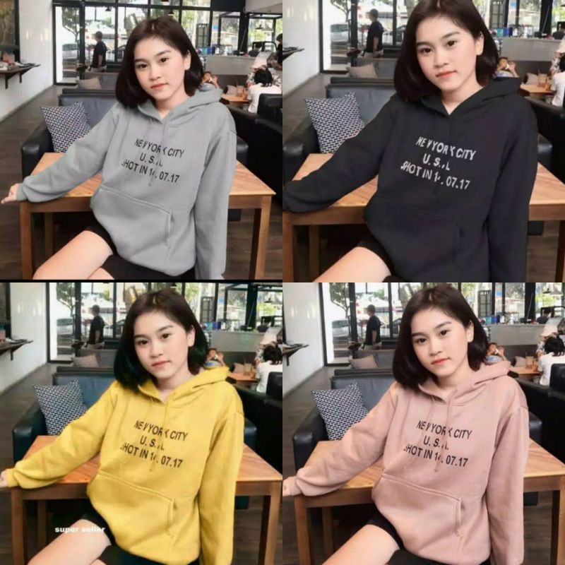 COD- NEW YORK CITY Sweater Fleece Asli / Hoodie Wanita Terkini /  SWEATER CEWE TERMURAH-5