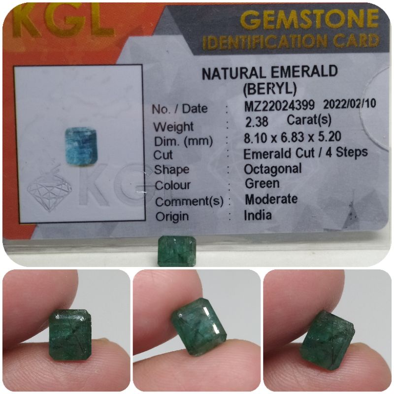 Natural emerald beryl India 2 ct up memo KGL Moderate zamrud India