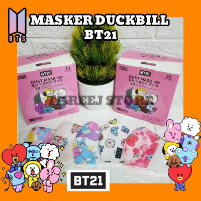 Masker Duckbill BT21 Anak Warna Warni