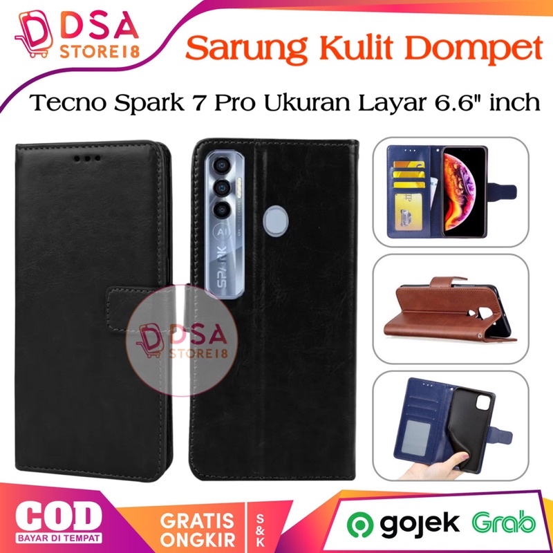 Tecno Spark 7 Pro / Case Tecno Spark 7 Pro / Leather Case Flip Cover Wallet Dompet Hp Casing Kulit