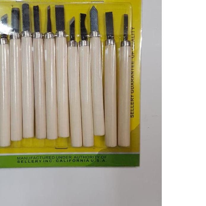 ☆ SELLERY Wood Carving Tools Set 12 Lino Cut Tools Cukil Kayu Pahat Ukir ✶