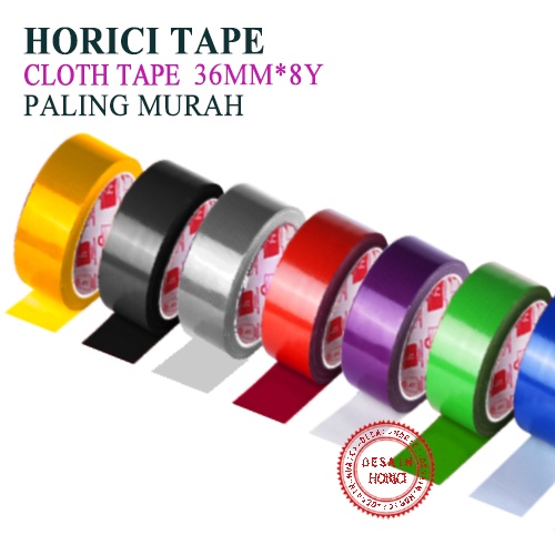 HORICI CLOTH TAPE 36MM*8Y ISOLASI WARNA WARNI LAKBAN PEREKAT SUPER MURAH /BAHAN TEBAL JILID LINEN