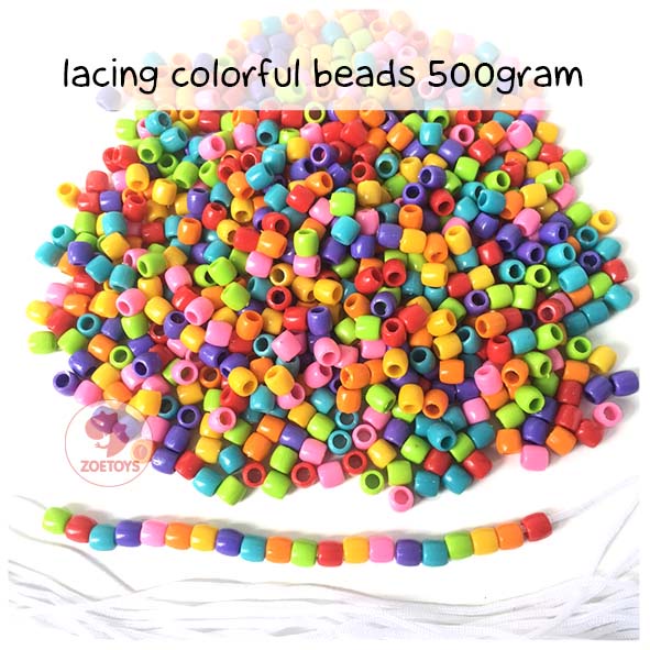 Zoetoys Lacing Colorful Beads 500gram | Mainan anak | Edutoys | Belajar Meronce Ronce Manik