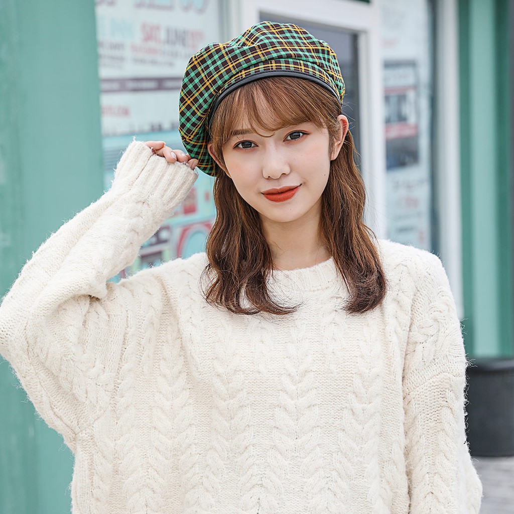 ILAHUI Beret Contrast Plaid / Seasonal Products