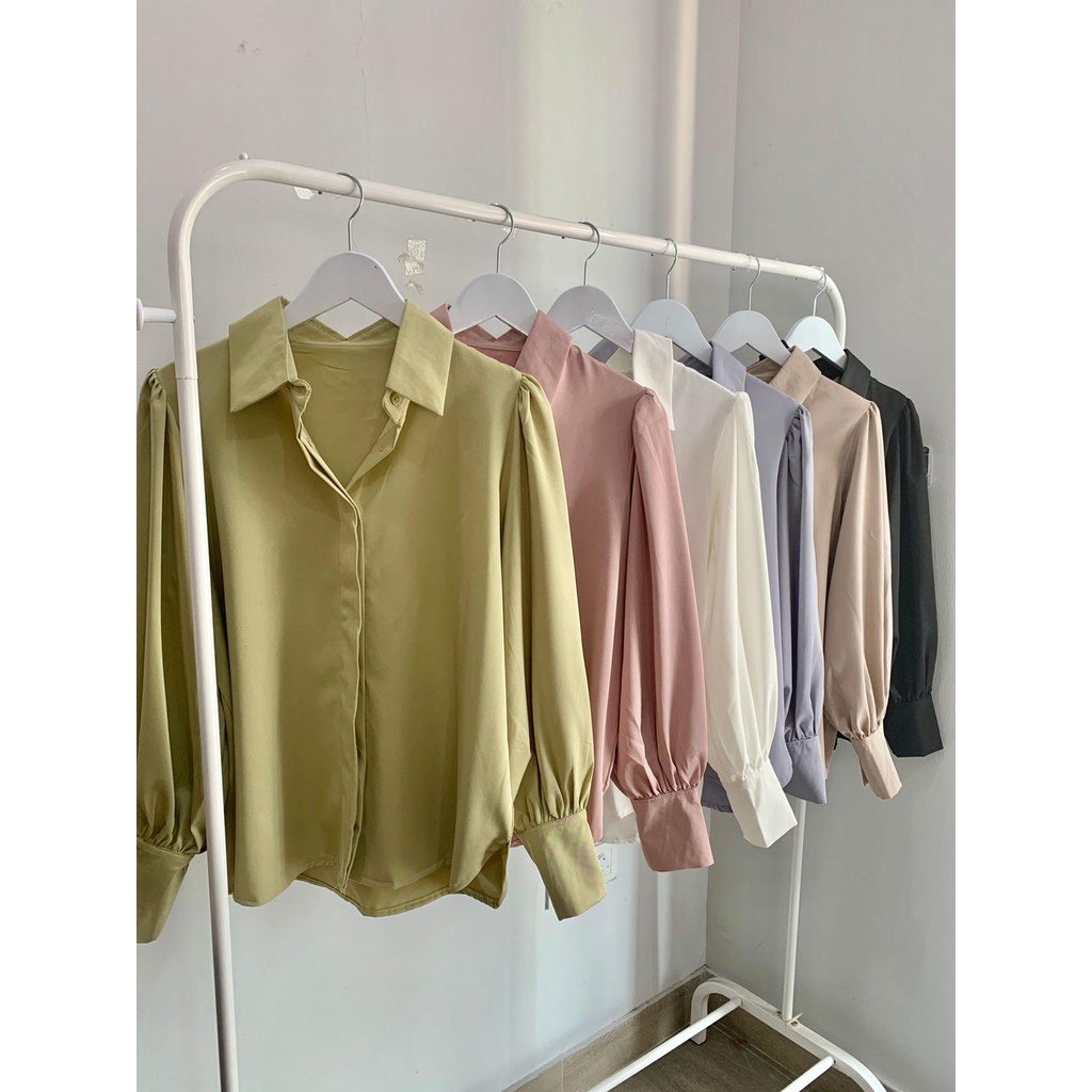 Hyuna Shirt - Kemeja Polos Comfy Primadona - Kemeja Wanita - Atasan Blouse Korean Outfit - Kemeja Ke