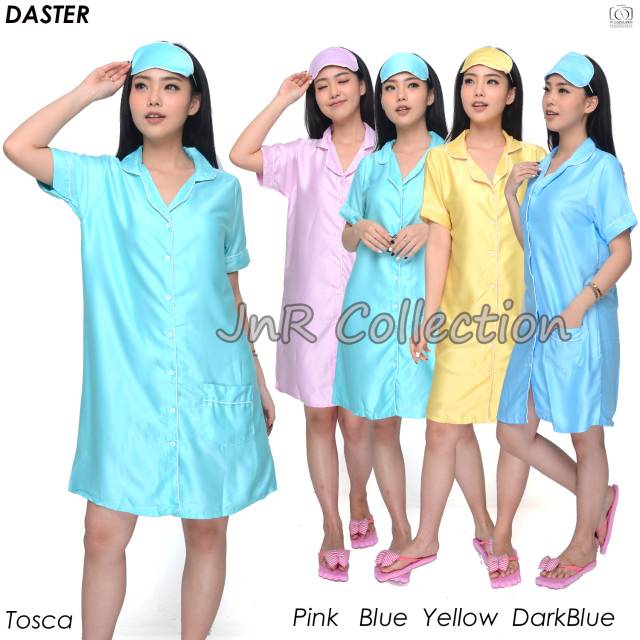 Piyama satin silk daster full kancing depan ld 106cm