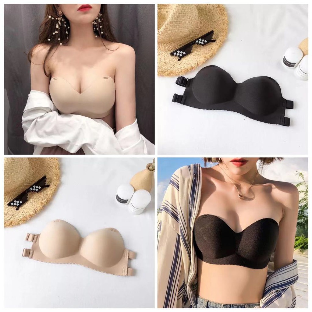 Bra push-up Invisible Strapless Tanpa Tali Anti Slip Sexy untuk Wanita Bra One-Piece Sexy Korea