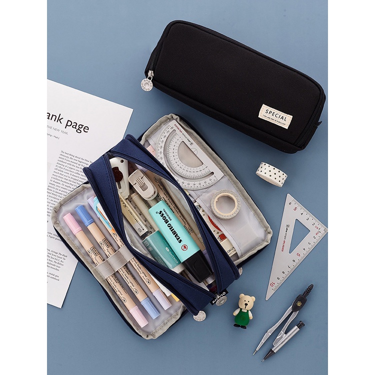 

AGOEE-Pencil Case Black Estojo Escolar Pencil Box School Supplies Large Capacity Pouch Trousse Scolaire Ka