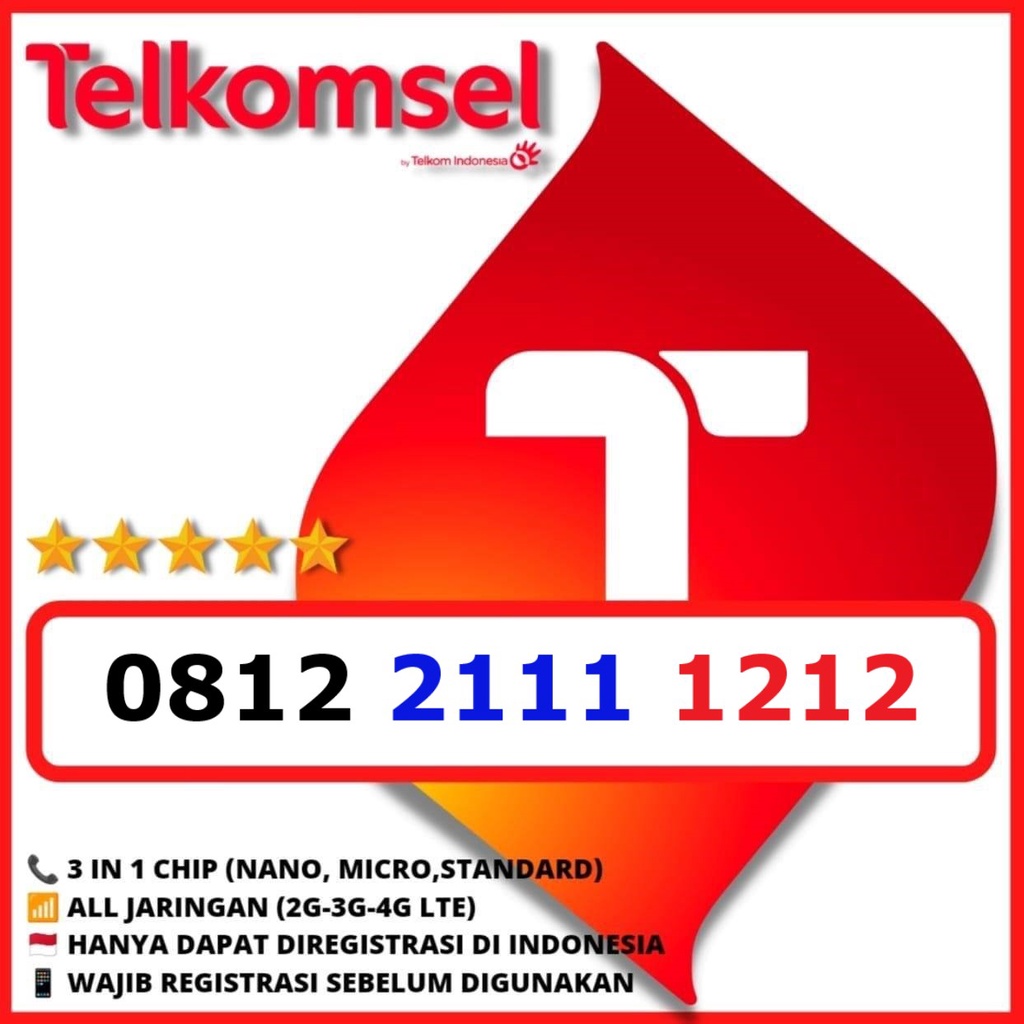 KARTU PERDANA 4G NOMOR CANTIK SIMPATI CANTIK TELKOMSEL CANTIK 11 1212 212