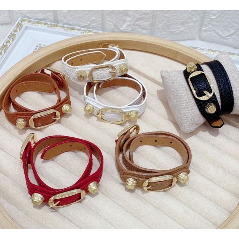 Gelang Kulit Premium Quality Model lilit Anti karat anti alergi Gs0029