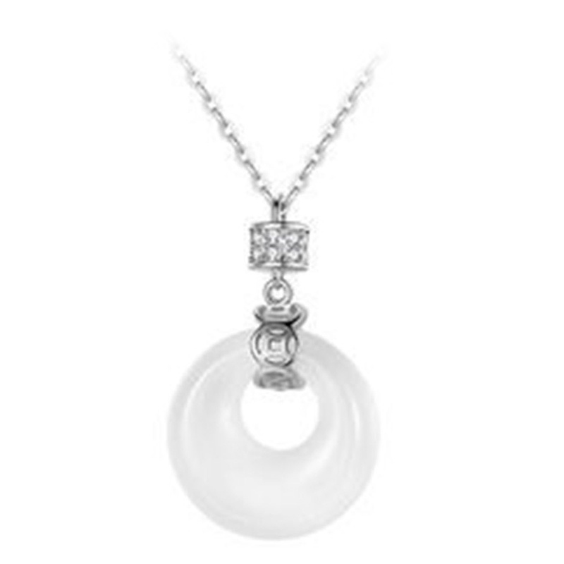 Kalung Rantai Klavikula Liontin Giok Hetian Alami Bahan S925 Sterling Silver Untuk Hadiah Perhiasan