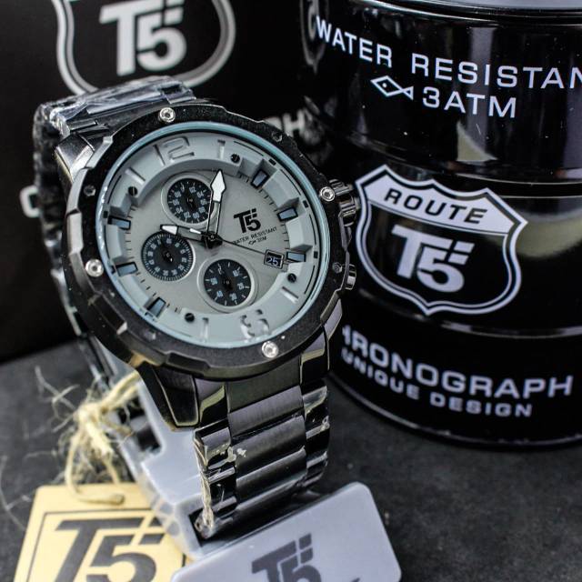 Jam T5 H 3589 original stainless chronograph free box bergaransi