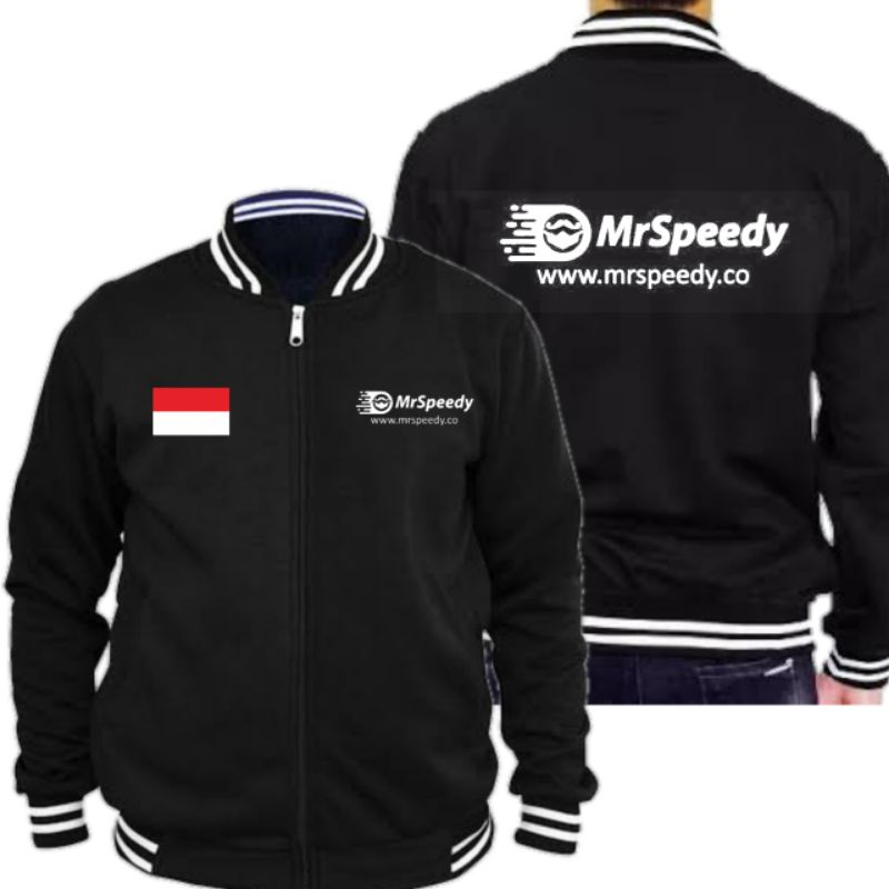 jaket baseball varsity kurir mrspeedy bordir atau sablon