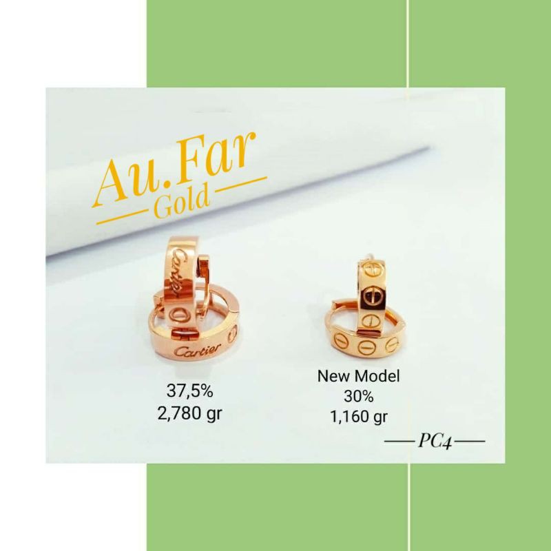 Fashion Aksesoris Wanita Perhiasan Anting Emas Cartier Kadar 375 Dan Kadar 300 - Aufar Gold