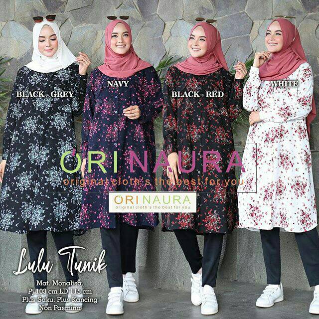 Tunik Wanita Modern/Tunik Motif Bunga Trendy/Tunik Wanita Muslimah