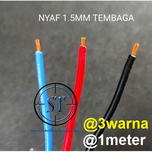 3 Warna @3M Kabel Serabut NYAF 1.5mm Isi Tembaga Asli 1 Jalur Bisa Di solder